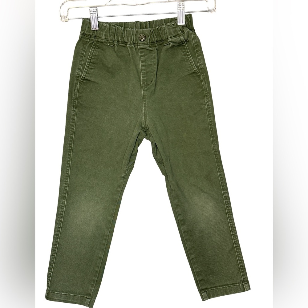 Uniqlo Olive Green Elastic Waist Unisex Pants Size 120/6-7